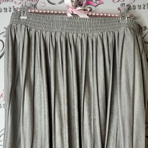 Topshop Metallic Silver High-Low Skirt shiny shimmer flowy grey stretchy luxe - Picture 4 of 6